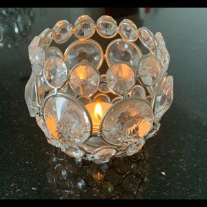 2 1/2” Tall Silver Crystal Beaded Votive Tealight